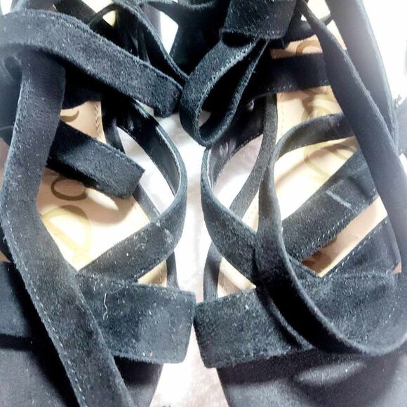 SAM EDELMAN WRAP Sandal color Black Suede Size 8 lightly used. - Picture 6 of 7